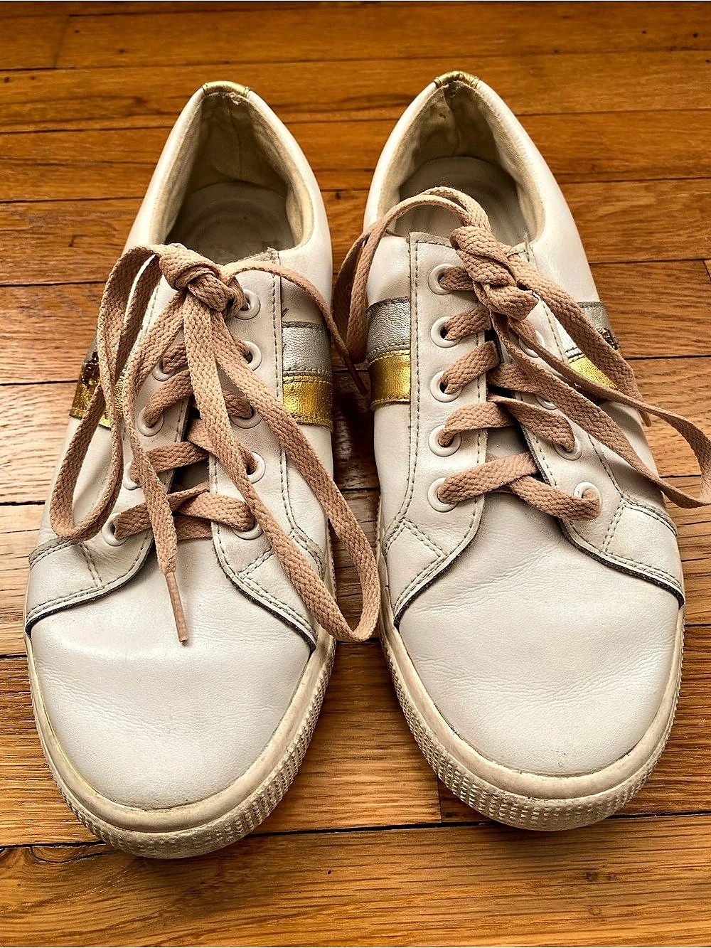 Polo Ralph Lauren Janson II Leather Sneakers White & Gold US 9